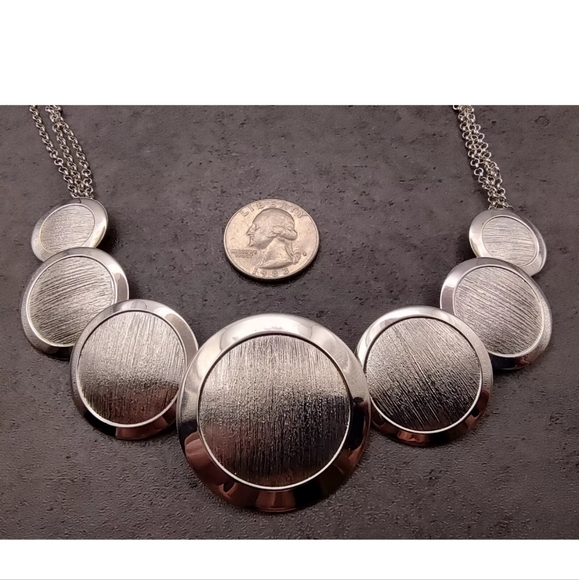 Estate Arte d'Argento Italy Sterling Silver 925 Brushed Disc Circle Necklace 20” - Picture 8 of 9